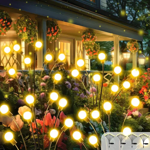 Miniatura 16 de 2026 Luces Solares Actualizadas para Exteriores, Juego de 8 Luces de Jardín Solares con 2 Modos, Luces de Luciérnaga al Aire Libre Impermeables