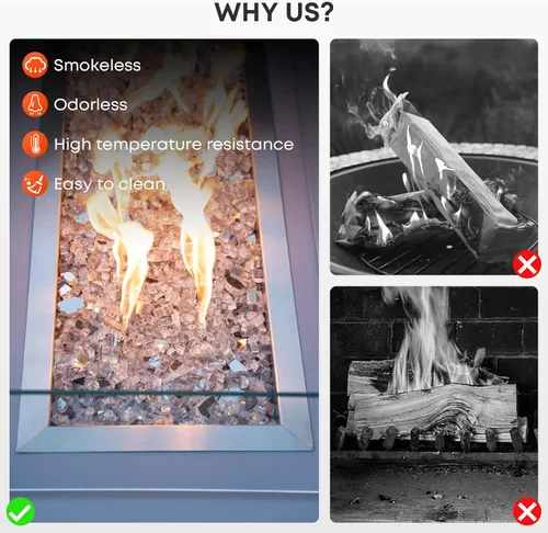 Miniatura 51 de Stanbroil - Vidrio de fuego de 10 libras – Cristal de fuego templado reflectante de 1/2 pulgada para chimenea de hoguera, azul Pacífico reflectante