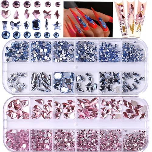 Miniatura 9 de BELICEY Diamantes de imitación para arte de uñas, Día de San Patricio, color verde oliva, con parte trasera plana, piedras preciosas para uñas