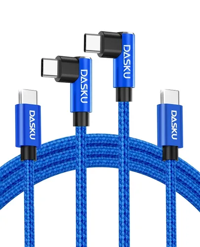 Miniatura 12 de Cable USB C a USB C de 90 grados, paquete de 2 cables de carga de 6 pies y 60 W, para iPhone 17 Pro Max, trenzado de ángulo recto largo tipo C, Negro