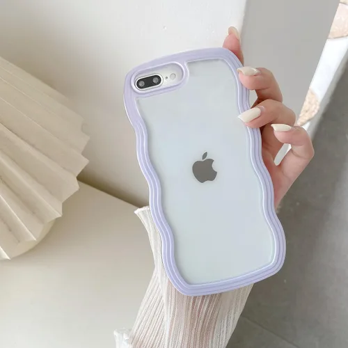 Miniatura 47 de QLTYPRI Funda compatible con iPhone 7/8/SE, bonita funda transparente con marco ondulado rizado para niñas y mujeres, funda protectora de TPU