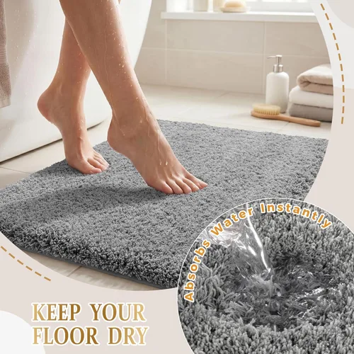 Miniatura 5 de Yimobra Alfombra de baño de felpa esponjosa, súper lanuda suave, cómoda, antideslizante, absorbente de agua, alfombra de baño de microfibra que se