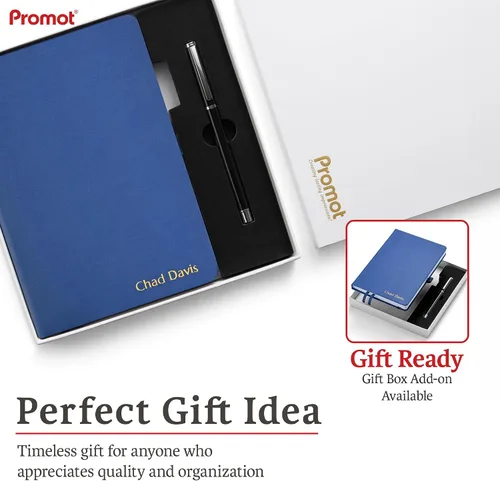 Miniatura 7 de Promot - Cuaderno de Diario Rayado: Diario Personalizado con Texto en Relieve en Oro Metálico - A5 Azul 192 Páginas Rayadas 8.2 x 5.5 Pulgadas, 100