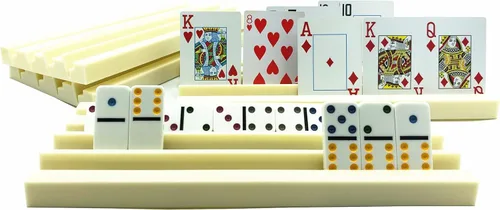 Yuanhe Paquete de 4 soportes de plástico para dominó, bandejas de dominó, organizador para juegos de mesa clásicos, azulejos, juegos familiares,