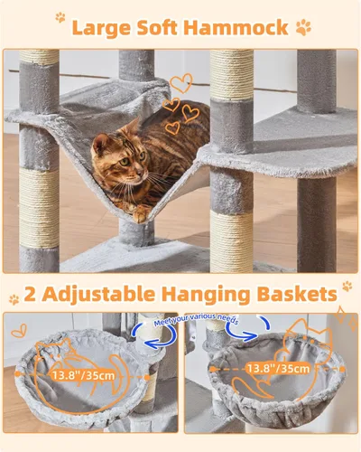 Miniatura 4 de Taoqimiao - Árbol para gatos, torre de gatos de 77 pulgadas para gatos grandes, condominios de varios niveles para gatos de interior con 2