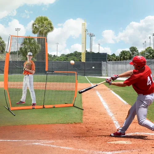 Miniatura 7 de Pantalla de béisbol en L para jaula de bateo, accesorio de pelota de entrenamiento ligero, protección de jarra de 7 x 7 pies, red protectora de red