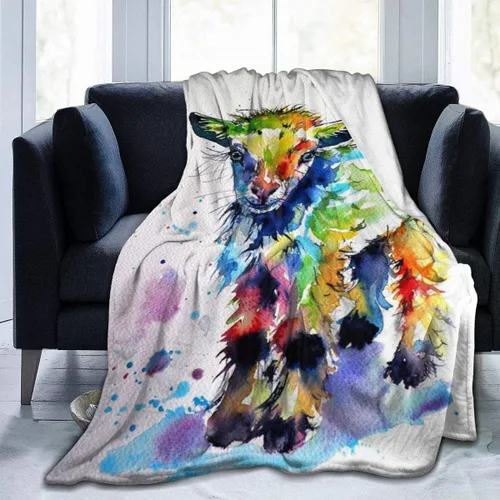 Manta de cabra, regalos para niñas y niños, bonita manta colorida para sofá, manta de franela con animales, regalos de cumpleaños, 40 x 50 pulgadas