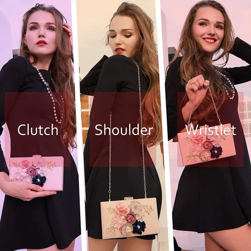 Miniatura 2 de Milisente - Bolso tipo clutch de diseño floral, bolso de noche para mujer, para novias, bodas