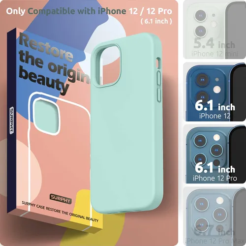 Miniatura 2 de SURPHY Diseñada para iPhone 12 y iPhone 12 Pro de 6.1 pulgadas, funda gruesa de silicona líquida (con forro de microfibra) para iPhone 12 y 12 Pro