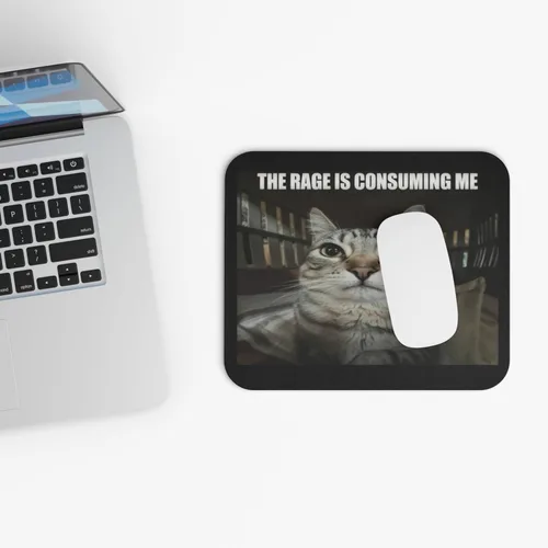 Miniatura 4 de Graciosa alfombrilla para ratón con meme de gato "La rabia me está consumiendo", antideslizante, para juegos, base de goma para computadora PC