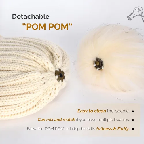 Miniatura 3 de FURTALK Gorro de punto para el invierno para mujer con pompón de piel sintética