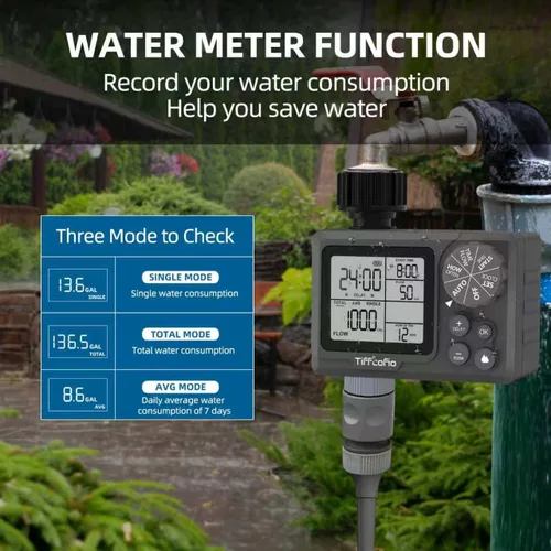 Miniatura 5 de Nuevo temporizador de aspersor programable de control de volumen de agua, temporizador de manguera con control de duración del agua y medidor