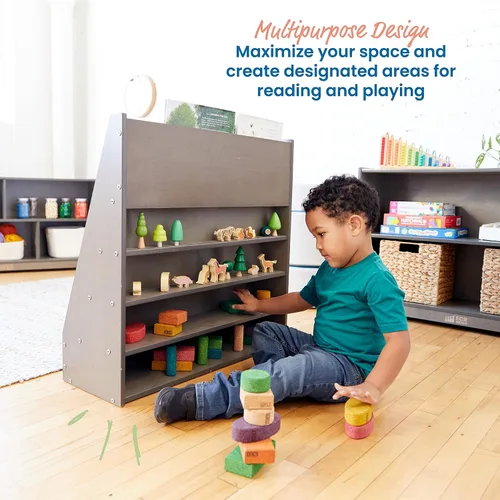 Miniatura 5 de ECR4Kids Streamline - Expositor de libros de una sola cara con almacenamiento, estantería para aula, color gris lavado