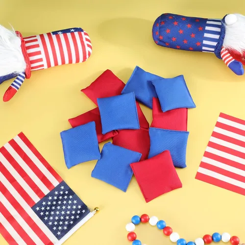 Miniatura 5 de Sotiff 24 bolsas de frijoles de nailon para niños, lanzar deportes divertidos al aire libre, juegos familiares para carnaval, juguete patriótico