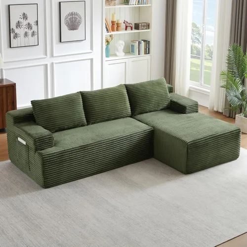Miniatura 22 de 141" Oversized U Shaped Cloud Sectional Couches with Storage Console for Living Room, Corduroy Compressed Boneless Couch, Symmetrical Sofa & Couch