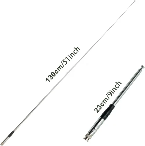 Miniatura 6 de Antena CB de 27 MHz telescópica con base magnética de 2.16 pulgadas y cable de 196.85 pulgadas PL259 conector BNC macho de 9 pulgadas a 51 pulgadas