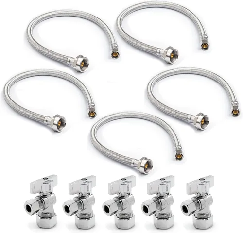 Miniatura 13 de Kit de instalación universal para lavavajillas, compresión de 3/8 pulgadas, manguera de acero inoxidable trenzada de 5 pies de largo + codo