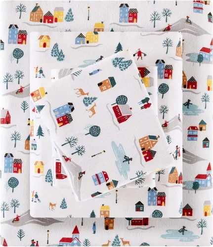 Miniatura 12 de True North by Sleep Philosophy - Sábana de franela acogedora y cálida 100% algodón - Estampado novedoso de animales y estrellas, lindo, ultrasuave