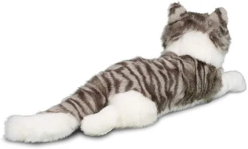 Miniatura 5 de Douglas Animal de peluche de gato gris ahumado – 19 pulgadas, suave y realista, juguete de peluche atigrado gris y blanco para niños, niños pequeños