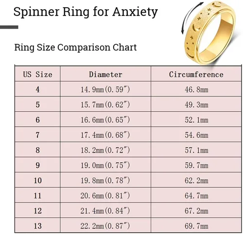 Miniatura 6 de OreilleStar Anillo de ansiedad para mujer, anillo giratorio de acero inoxidable, juguetes para ansiedad para adultos, anillos giratorios