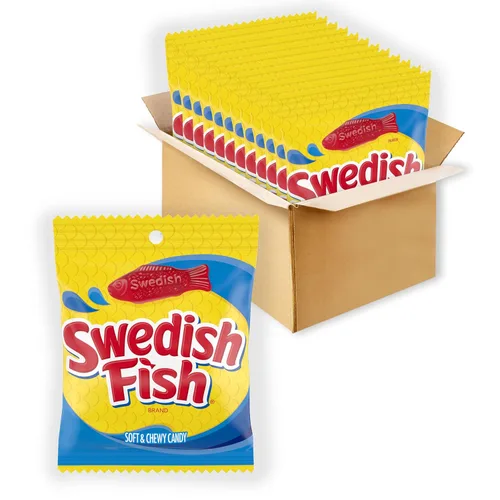 Miniatura 23 de SWEDISH FISH Mini caramelo tropical suave y masticable, caramelo a granel, bolsas de 12 - 8 onzas