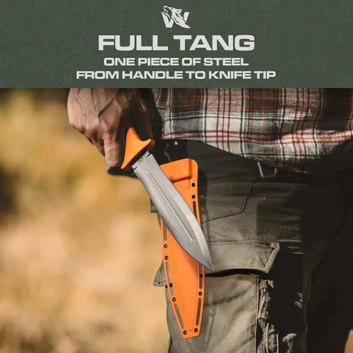 Miniatura 3 de ODENWOLF W-SowCatcher Cuchillo de hoja fija con funda – Cuchillo de caza grande hecho de acero D2 – Cuchillos grandes de hoja fija de doble filo