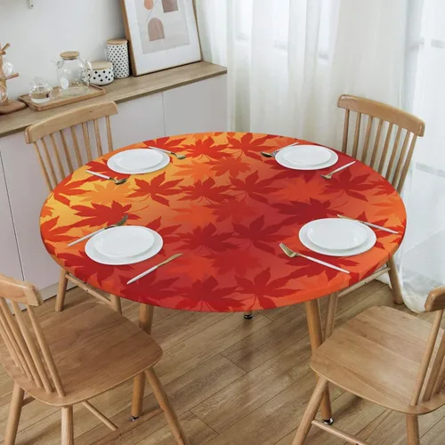 Miniatura 38 de Futterya Decorative Round Tablecloth Fitted Elastic Waterproof Table Cloth Cover Stretch Table Pad Cover for Parties Weddings Banquet Outdoor Events
