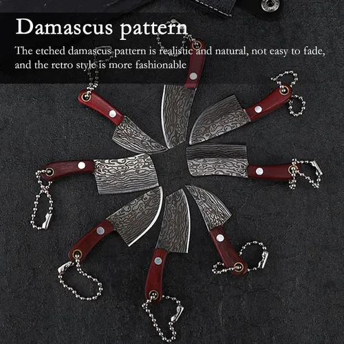 Miniatura 5 de Juego Mini de Cuchillos, Juego de Cuchillos de Bolsillo Damasco con Afilador, Mini Juego de Cuchillos de Chef EDC, Pequeño Juego de Cuchillos