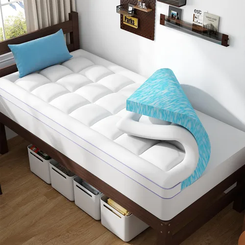 Miniatura 8 de ABENE Cubrecolchón de espuma viscoelástica de 3 pulgadas de doble capa para cama individual, almohada de 2 pulgadas de espuma viscoelástica más 1
