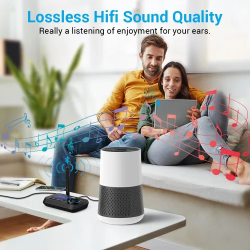 Miniatura 7 de Receptor transmisor Bluetooth 3 en 1 Bluetooth 5.3 adaptador de audio para 2 auriculares con control de volumen de derivación interruptor