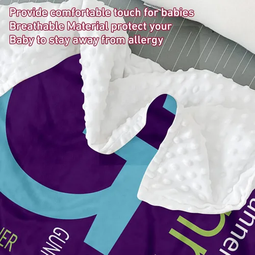Miniatura 5 de Manta de doble capa para bebé con nombre personalizado, manta de cama personalizada con estampado morado para bebés, niños, niñas y niños
