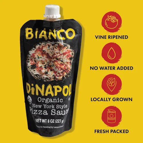 Miniatura 4 de Bianco DiNapoli Organic NY Style - Salsa de pizza de 8 onzas (paquete de 8), tomates cultivados en California madurados con vid, con ajo, especias