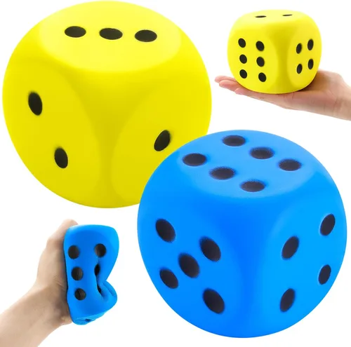 Miniatura 12 de Zomiboo 2 dados grandes de espuma de 2.3 pulgadas para el aula, gigantes de 6 caras, decoración de fiesta de casino, juguete para aliviar la azul