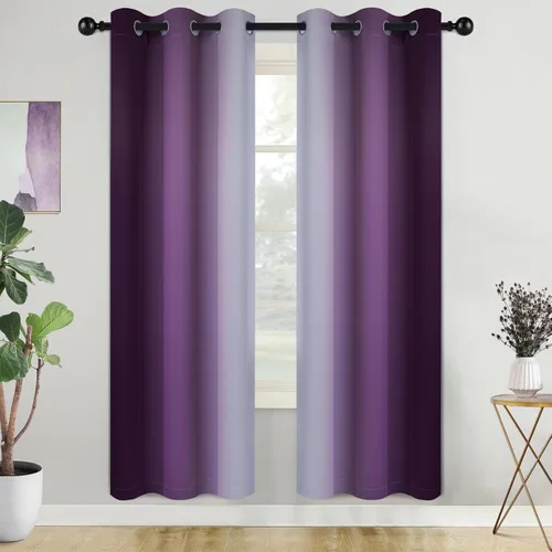 Miniatura 135 de COSVIYA Cortinas 100% Opacas Azul Degradado con Lazos Ajustables para Cocina Aislamiento Térmico Oscurecimiento de Habitación Cenefa con Bolsillo