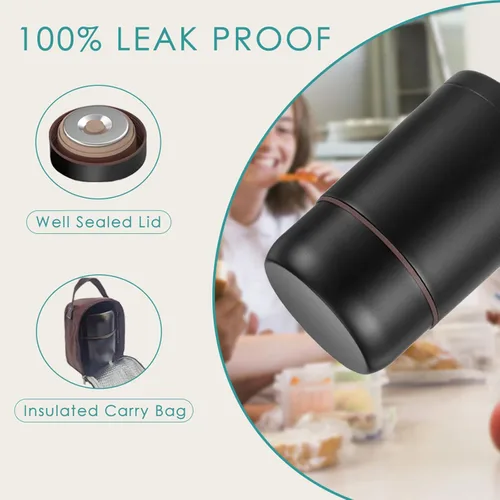 Miniatura 6 de lazycozy® Contenedores térmicos de alimentos para comida caliente, 27 oz, termo para sopa con cuchara plegable, frasco de alimentos de acero