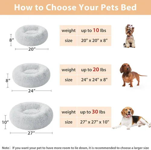 Miniatura 3 de WNPETHOME Cama Calmante para Perros Cama para Gatos Dona, Cama de Mascotas de Piel Sintética Auto-Calentable Dona Abrazadora, Cómodas Camas Redondas