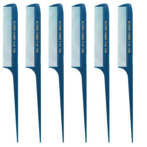 Miniatura 11 de Allegro Combs Peines de cola de rata de 441. 8.5 pulgadas para trenzar o separar dientes finos de cola de rata, juego de peines para peinar