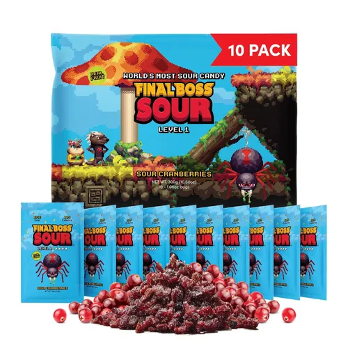 Miniatura 9 de Final Boss - Caramelos ácidos, naturales, de arándanos agrios secos, sin colores artificiales, saludable, bajo en calorías, para niños y adultos