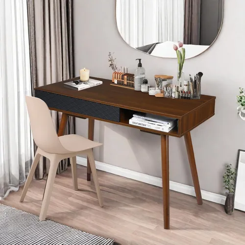 Miniatura 3 de GarveeHome Escritorio de escritorio de oficina en casa de mediados de siglo de 42 pulgadas, escritorio moderno y simple para computadora con cajón