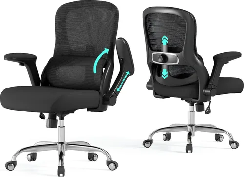 Miniatura 8 de Silla de oficina Silla de escritorio ergonómica cómoda: Silla de computadora de malla de 400 libras, sillas ergonómicas para juegos con ruedas, Negro