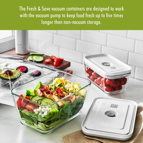 Miniatura 7 de ZWILLING Fresh & Save - Sellador al vacío de mano + almacenamiento de alimentos de vidrio de 3 piezas