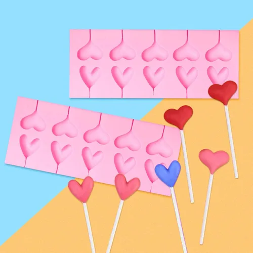 Miniatura 6 de Moldes de silicona de chocolate con forma de corazón, 2 paquetes de 10 cavidades para dulces de San Valentín para decoración de pasteles de boda