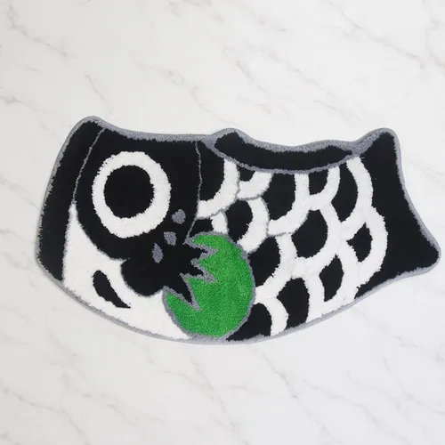 Miniatura 4 de Bonita alfombra de baño de peces para baño, suave, absorbente de agua, azul, para bañera, estilo japonés, almohadilla Koi para ducha