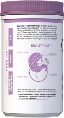 Miniatura 6 de BlueBonnet Nutrition - Colágeno hidrolizado en polvo, apoya el cabello, la piel y las uñas*, sin soja, sin gluten, sin OMG, vacas alimentadas