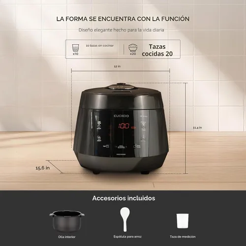 Miniatura 3 de CUCKOO Arrocera de alta presión de 10 tazas sin cocer / 20 tazas cocidas con olla interior antiadherente, máquina de arroz grande con 13 opciones