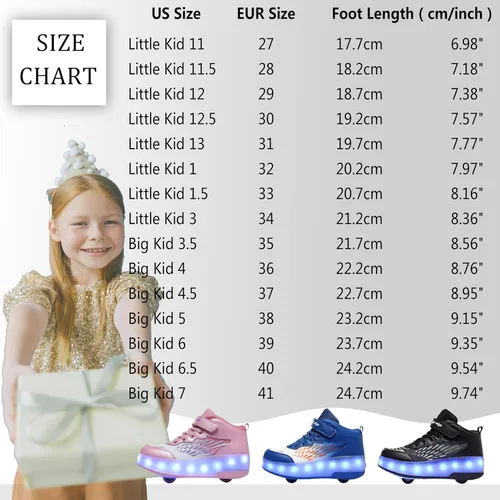 Miniatura 26 de Tenis con ruedas para niños y niñas, tenis deportivos recargables con luz LED para principiantes, el mejor regalo