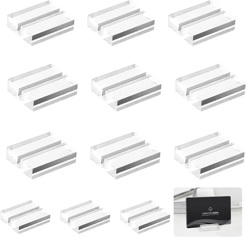 12 soportes acrílicos para tarjetas de lugar, soporte de exhibición de tarjetas, soportes para números de mesa, boda, menú, oficina, reunión