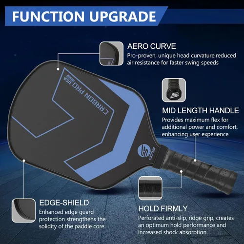 Miniatura 2 de OXIKEN - Paletas de pickleball de 0.630 in 2026 aprobadas por USAPA T700 de fibra de carbono (CFS), grano alto y giro, núcleo de panal, mango Azul