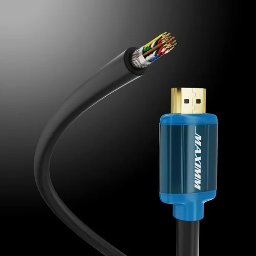 Miniatura 4 de Maximm - Cable HDMI 2.0 4K de alta velocidad (incluye clips de cable, empates y adaptador de ángulo recto) en múltiples tamaños y paquetes Azul - 1