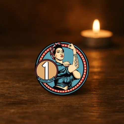 Miniatura 6 de Sobriety Coin – Rosie Strength Tattoo Recovery AA Chip, medallón de alta resistencia, regalo perfecto para cualquier persona en recuperación